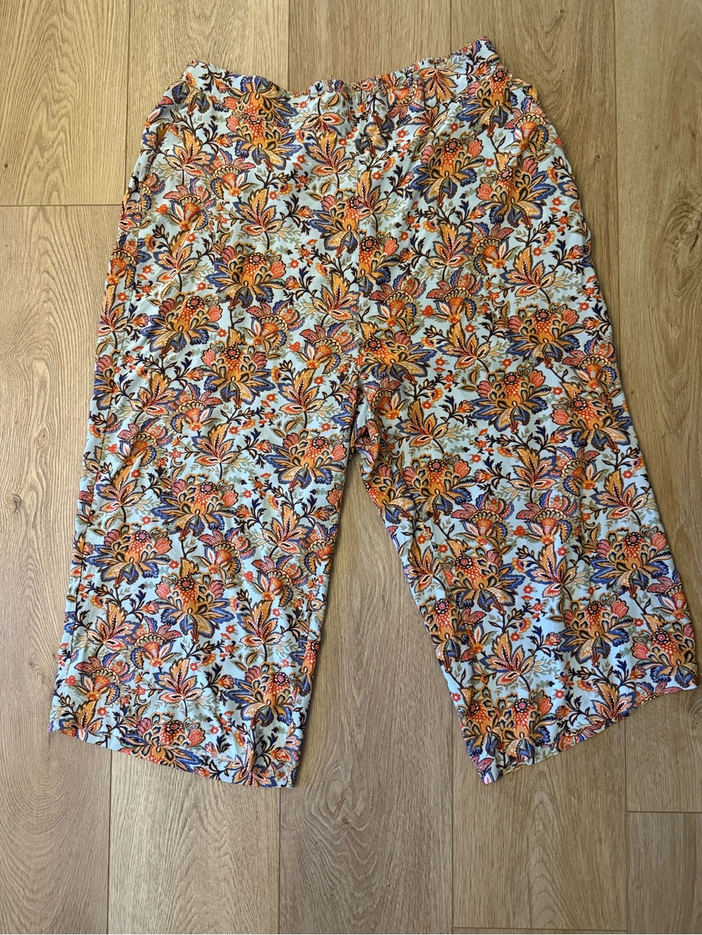 Tahari Woman 3X Paisley Wide Leg Pull-On Pants Lightweight Boho Summer